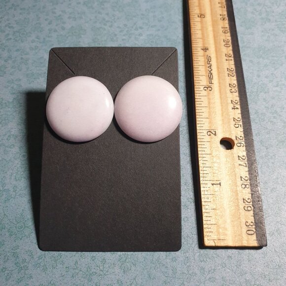 Round Pale Blue Pink Purple Stud Stone Earrings Retro Dyed Natural Costume - Picture 3 of 4